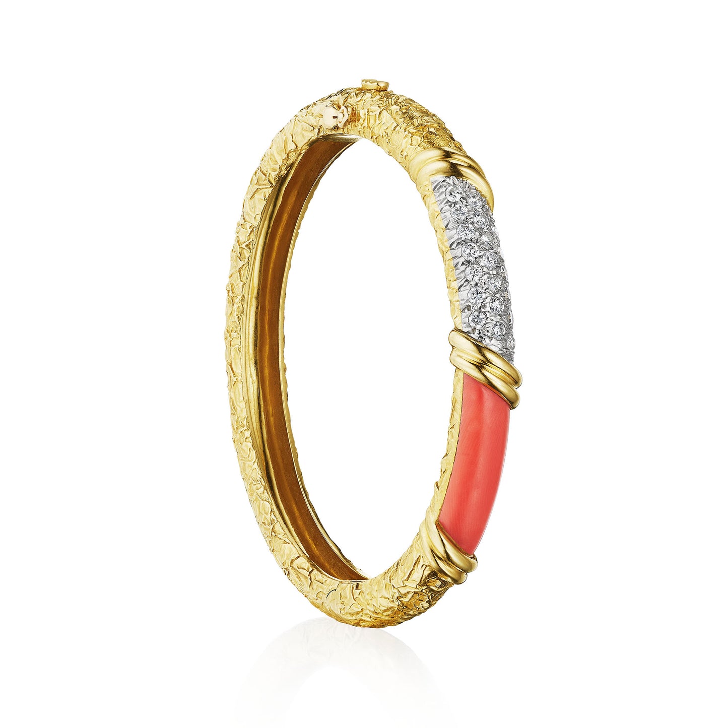Macklowe Gallery Van Cleef & Arpels Coral and Diamond Bangle Bracelet