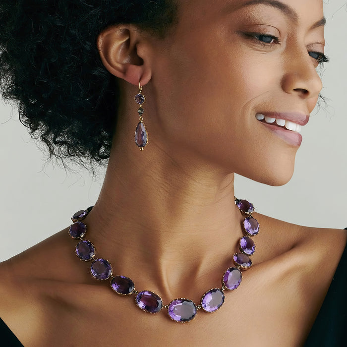 Macklowe Gallery Amethyst Rivière Necklace and Earrings Suite