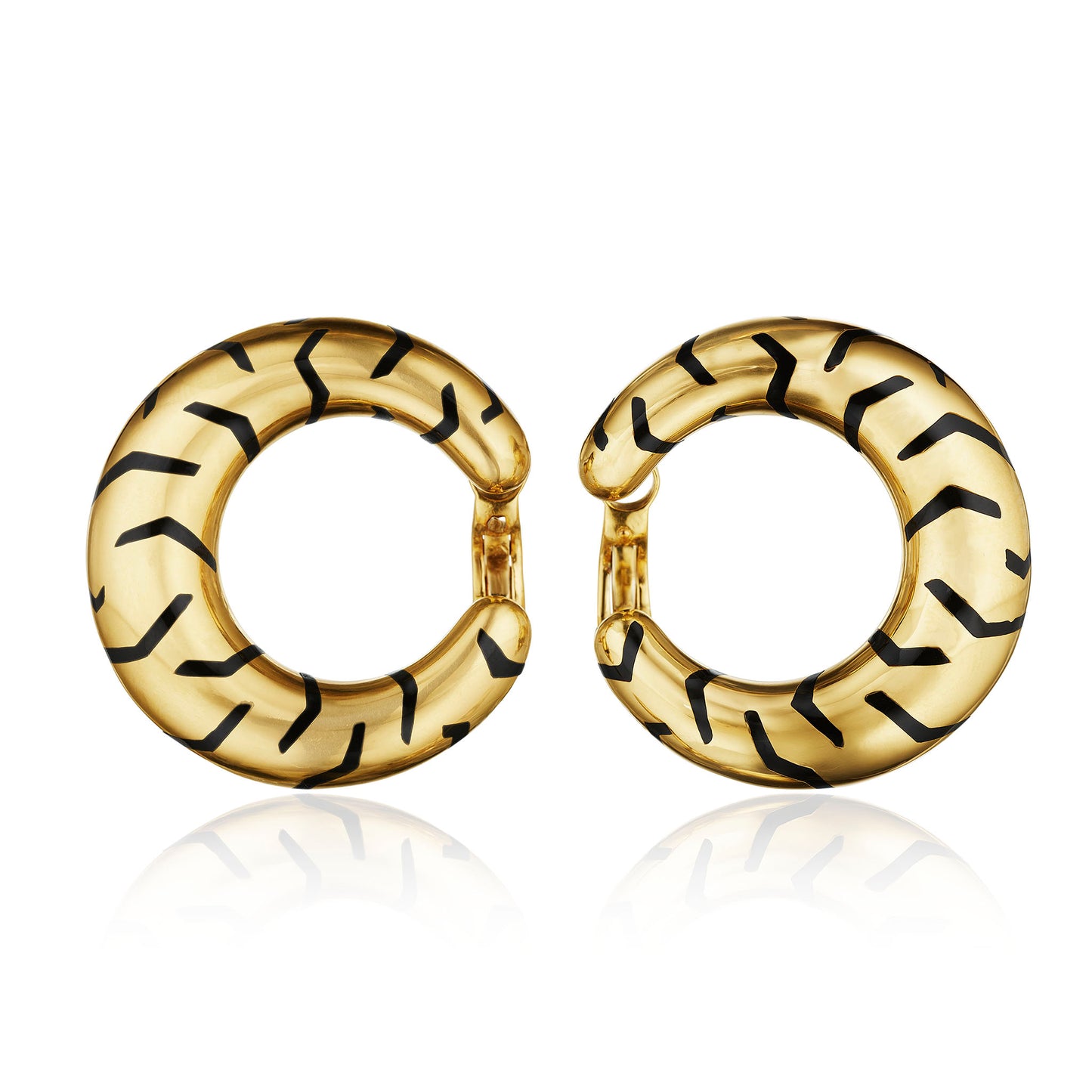 Macklowe Gallery Cartier Paris Tiger Stripe Hoop Earrings 