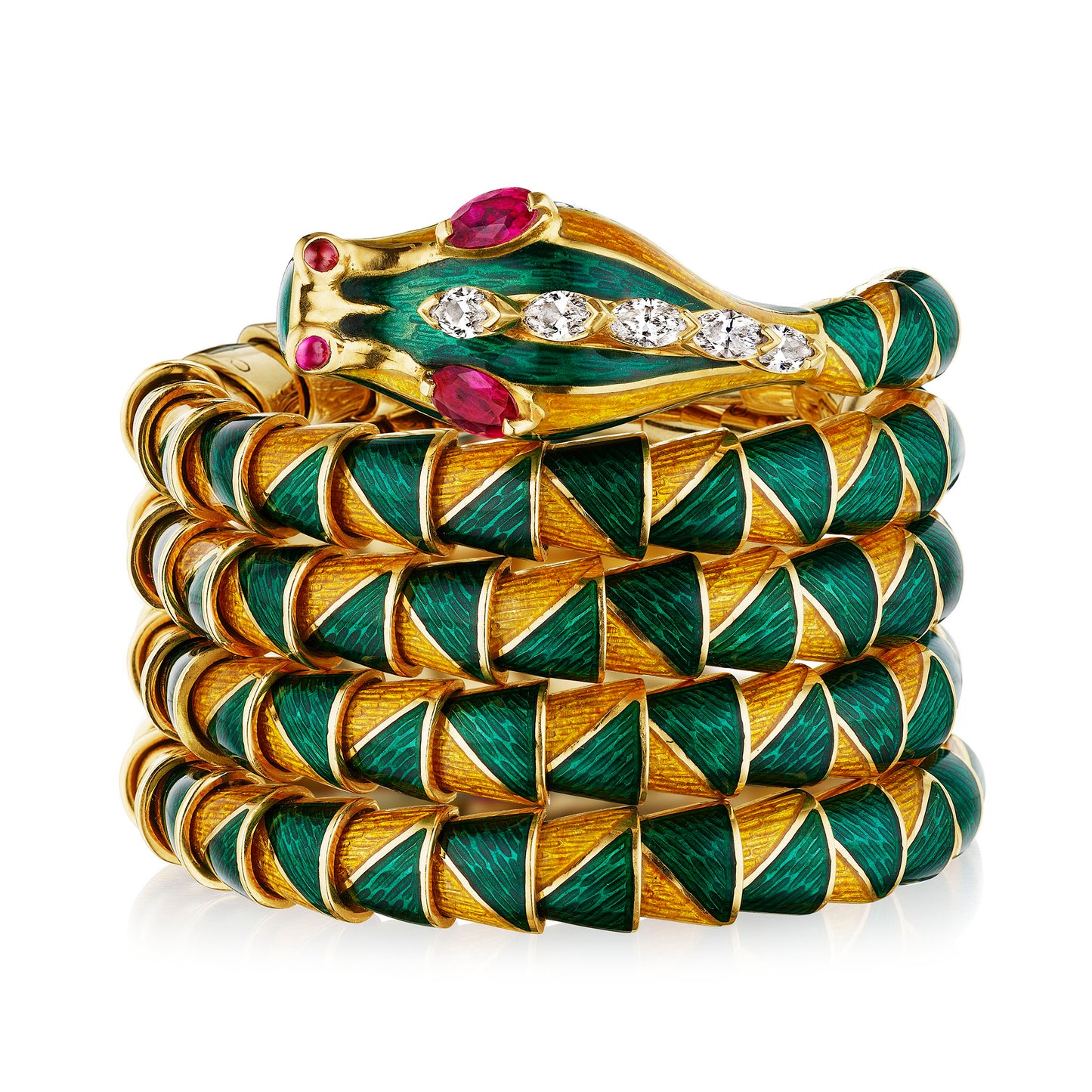 Macklowe Gallery Bulgari Enamel, Ruby, and Diamond Dragon Bracelet