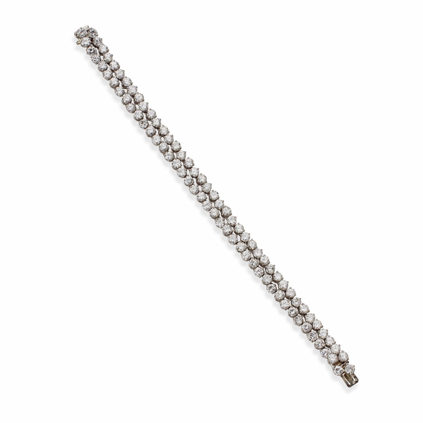 Macklowe Gallery French Platinum and Diamond Double Line Bracelet, Bijouterie Bouchet