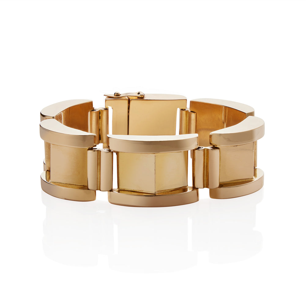 
                      
                        Macklowe Gallery Janlys Paris Retro 18K Gold Tank Bracelet
                      
                    