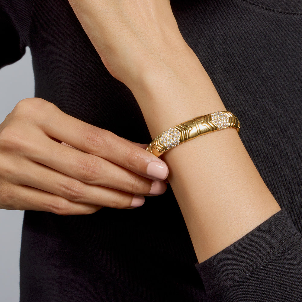 Macklowe Gallery Bulgari 18K Gold and Diamond "Parentesi" Bracelet