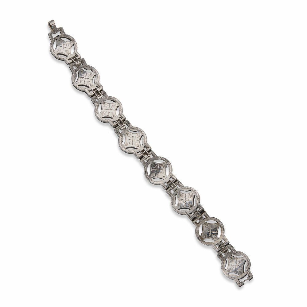 
                      
                        Macklowe Gallery G.T. Marsh & Co. Blackened Steel, Diamond and Cultured Pearl Bracelet
                      
                    