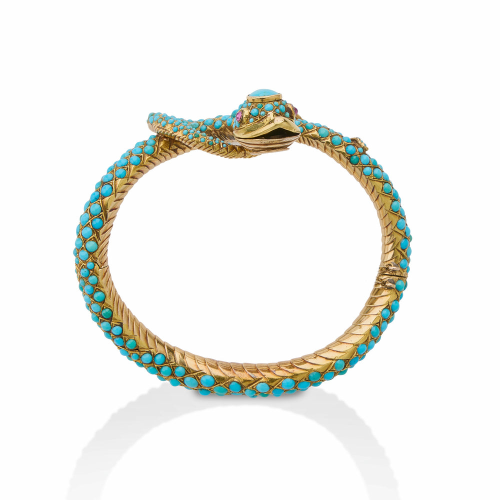 
                      
                        Macklowe Gallery Antique Turquoise Snake Bangle Bracelet
                      
                    