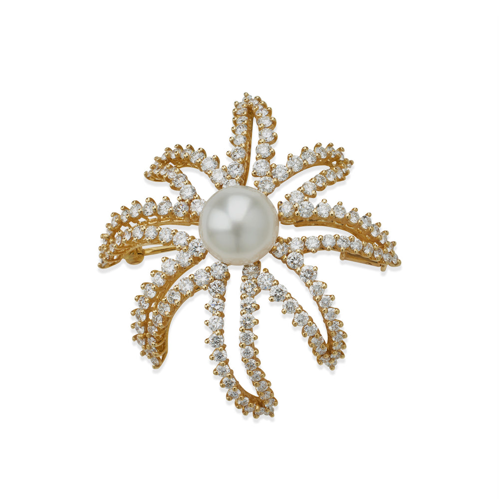 Macklowe Gallery Tiffany & Co. Fireworks Pearl and Diamond Brooch