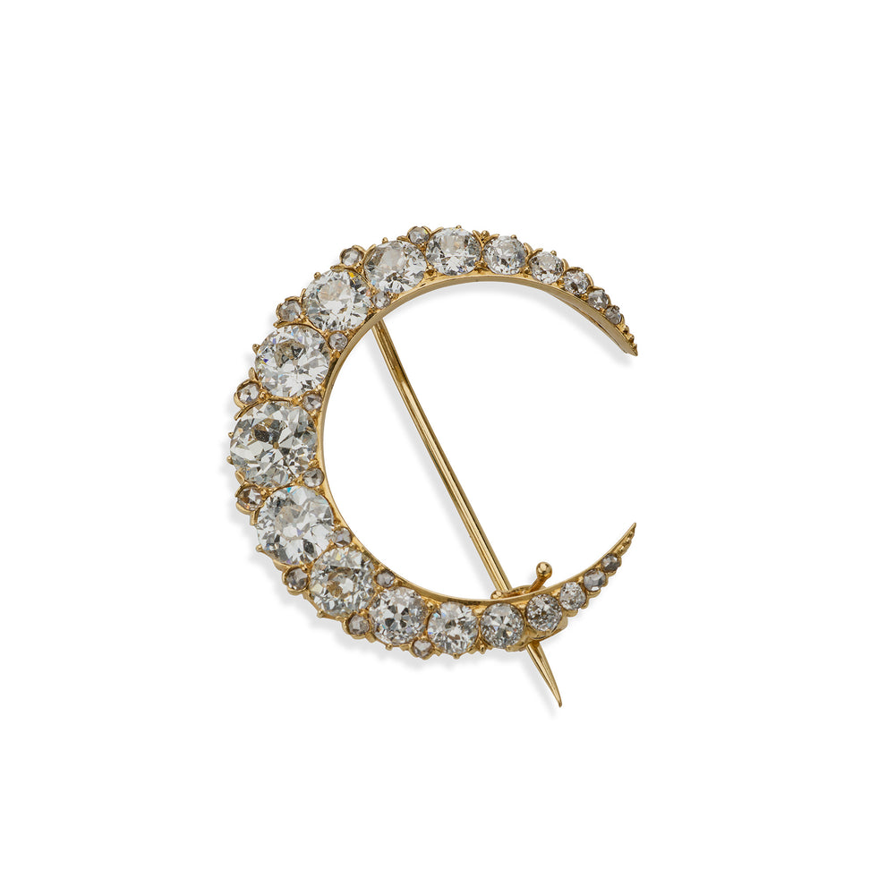 Macklowe Gallery Antique Diamond Crescent Brooch 