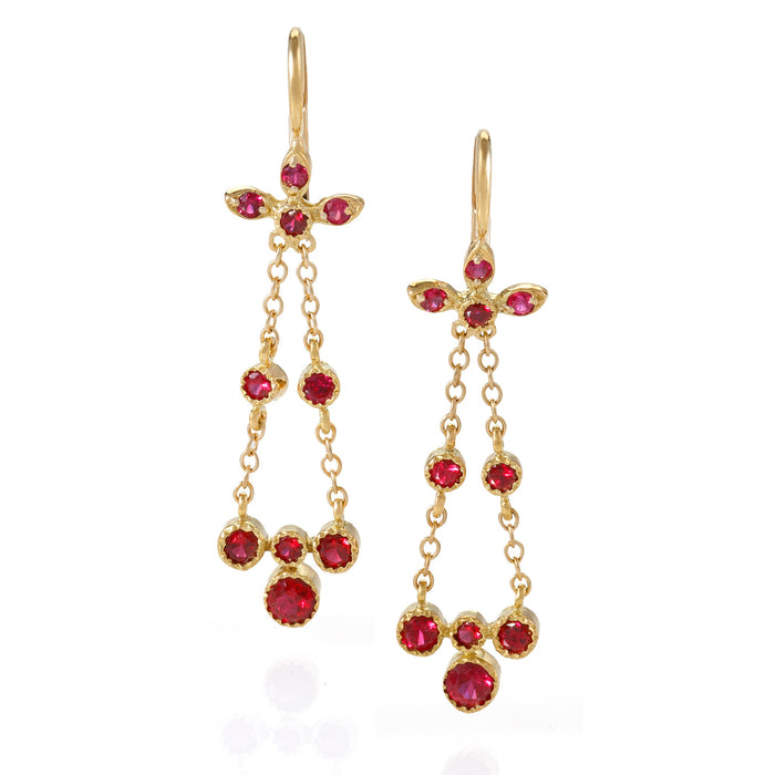 Macklowe Gallery Gold and Ruby Flexible Drop Earrings