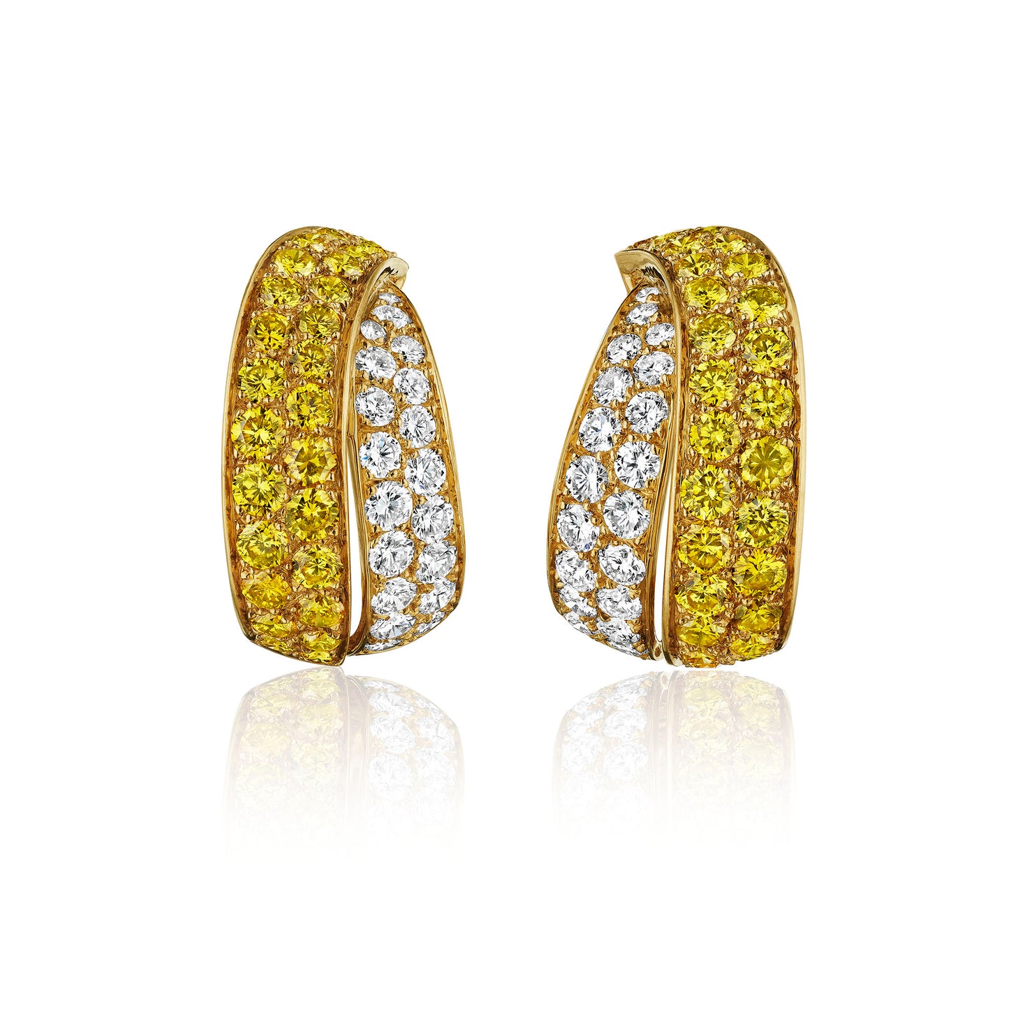 Macklowe Gallery Van Cleef & Arpels Fancy Yellow Diamond Hoop Earrings 