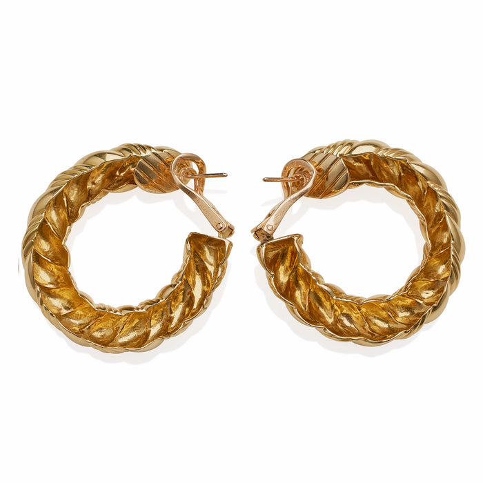 Macklowe Gallery Van Cleef & Arpels Paris 18K Gold Twisted Hoop Earrings