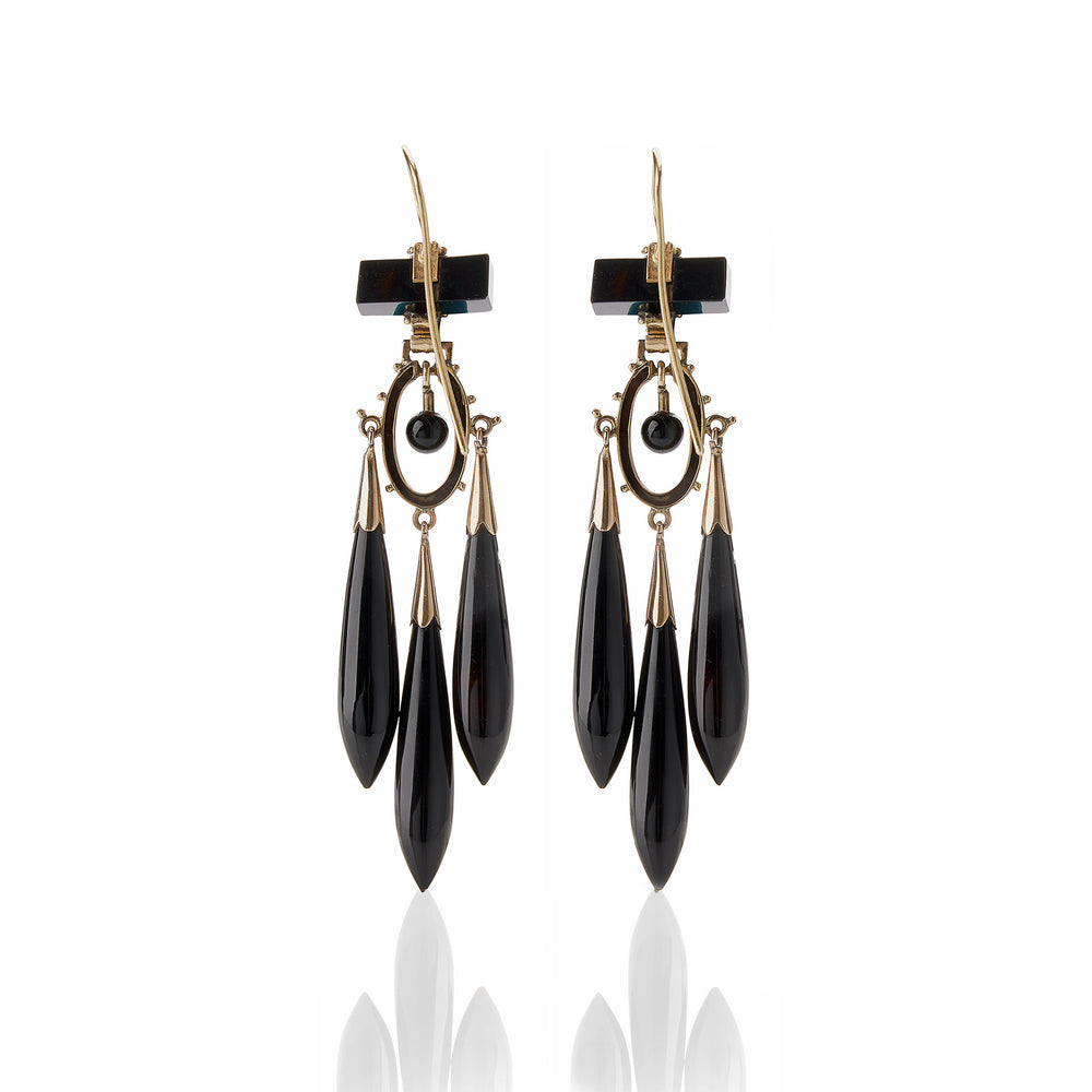 
                      
                        Macklowe Gallery Onyx and Black Enamel Pendant Earrings
                      
                    