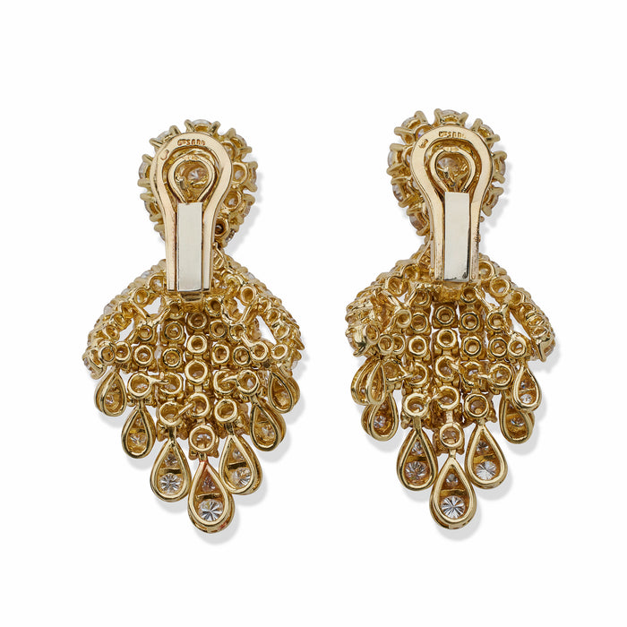 Macklowe Gallery Fred Paris 18K Gold and Diamond Pendant Earrings