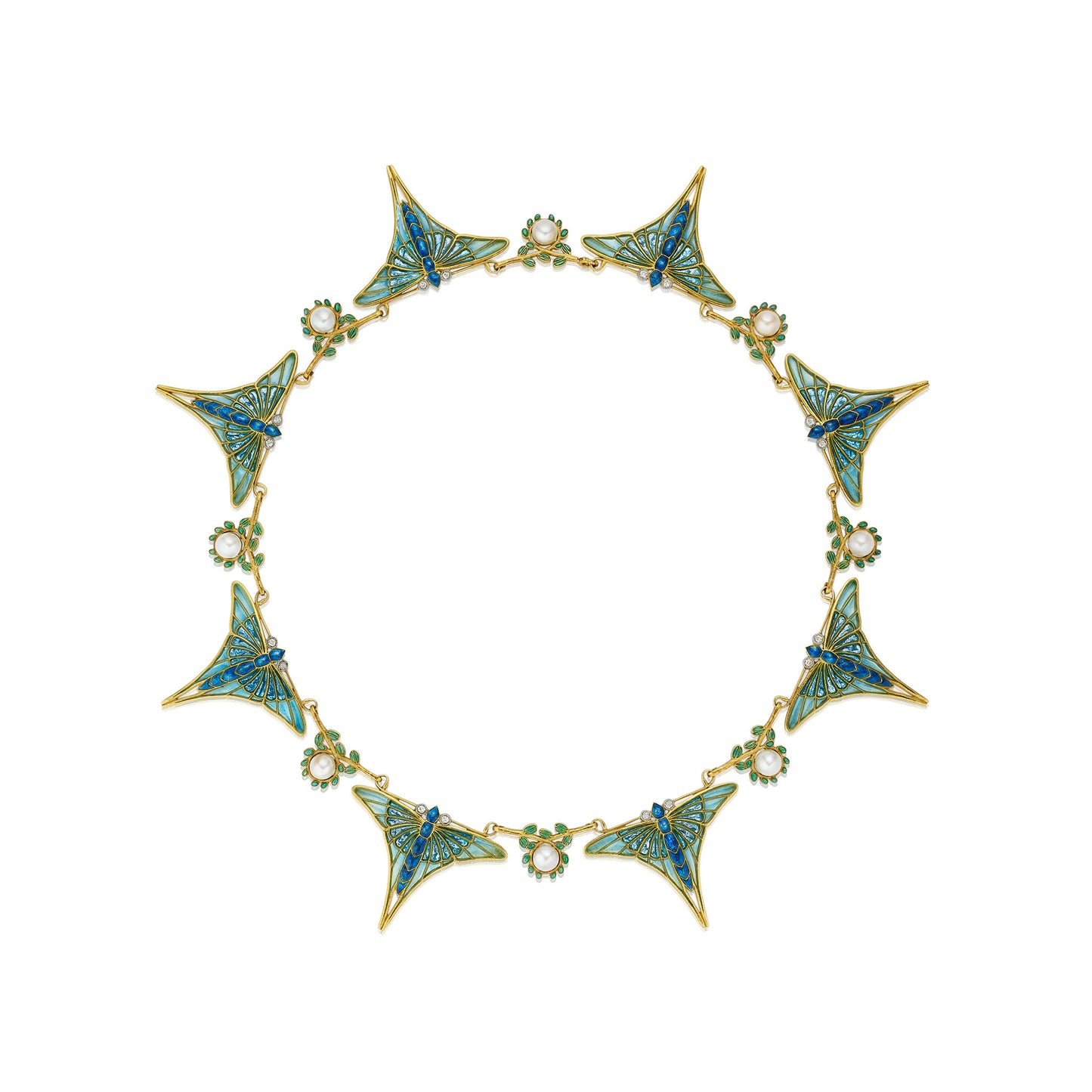 Macklowe Gallery Eugène Feuillâtre Art Nouveau Butterfly Necklace