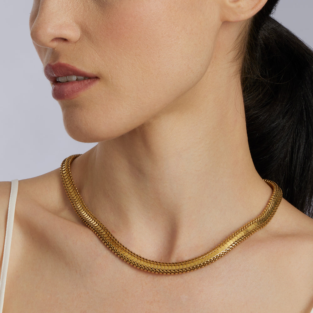 Macklowe Gallery "Knitted" Victorian 18K Gold Chain Necklace