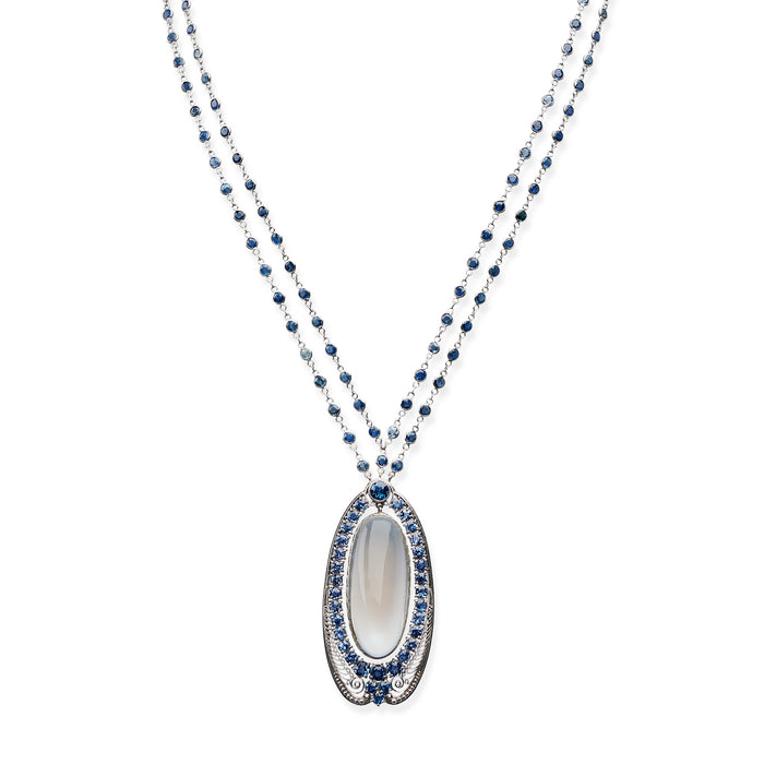 Macklowe Gallery Louis Tiffany Moonstone and Sapphire Pendant Necklace, Tiffany & Co.