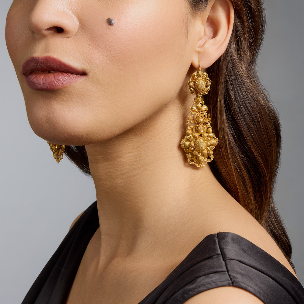 Macklowe Gallery Antique 18K Gold Cannetille Earrings