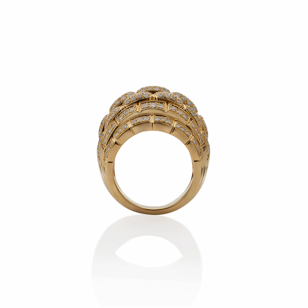 
                      
                        Macklowe Gallery Cartier Paris 18K Gold and Diamond "Maillon Panthère" Bombé Ring
                      
                    