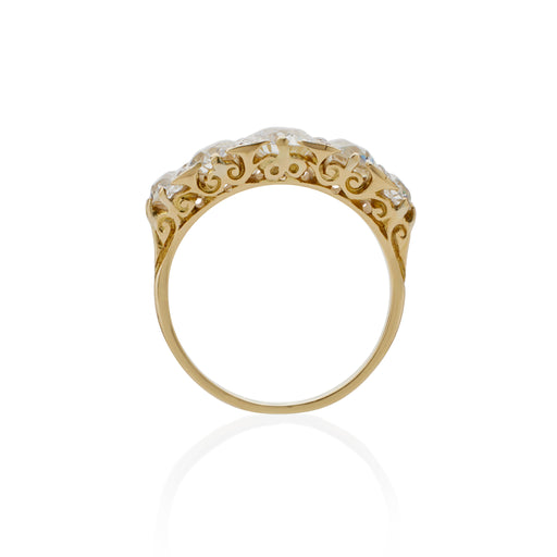 Macklowe Gallery Antique 18K Gold and Diamond Five Stone Ring