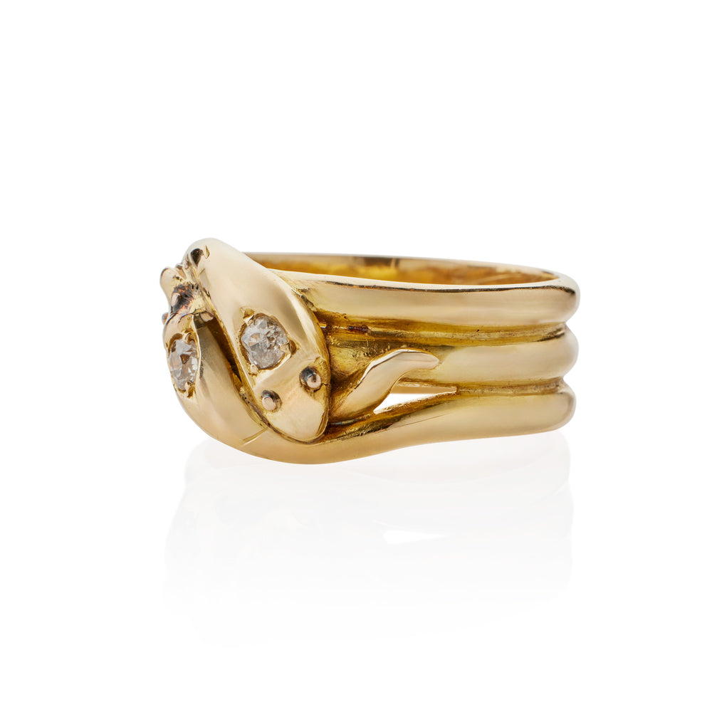 
                      
                        Macklowe Gallery Antique English 18K Gold and Diamond Double Snake Ring
                      
                    