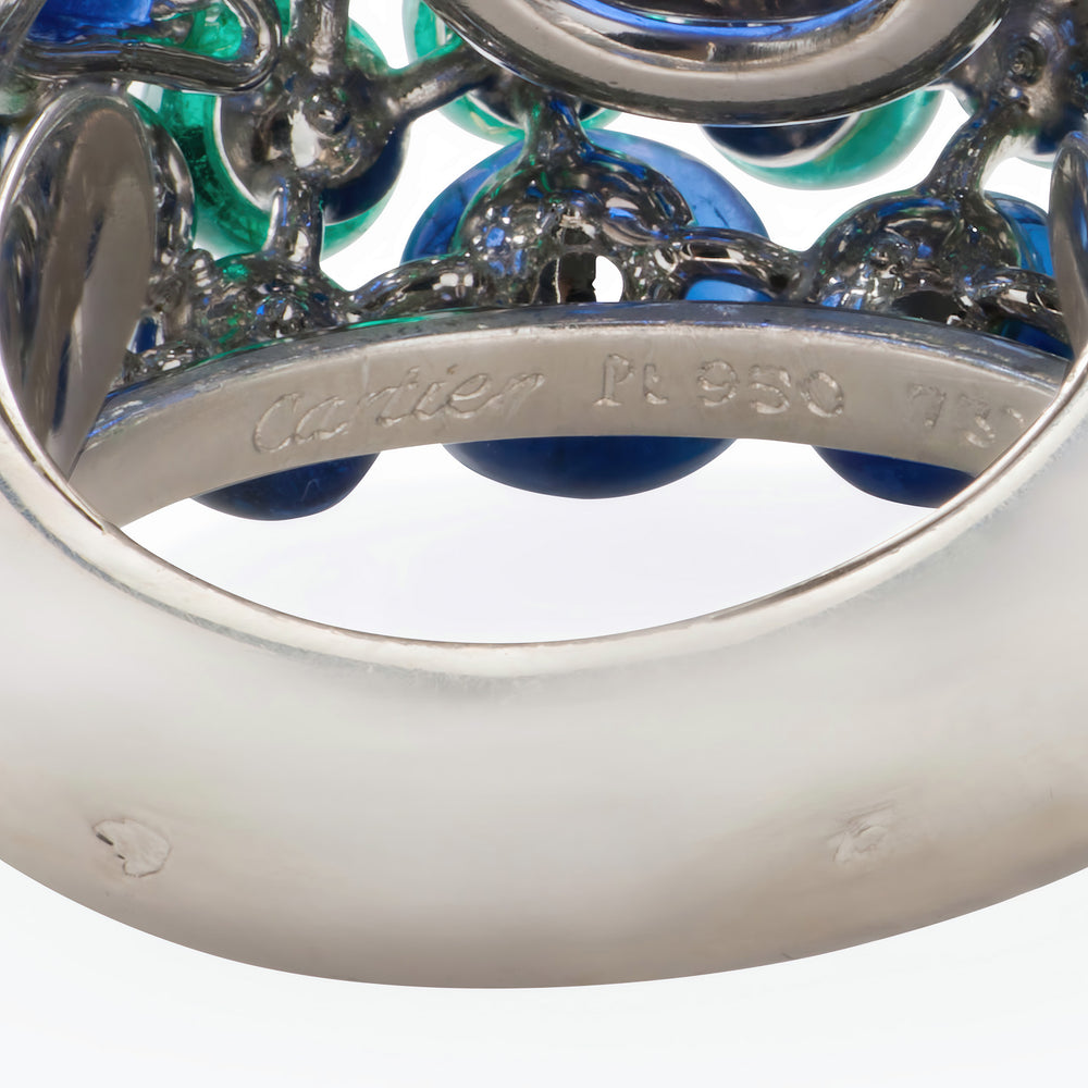 
                      
                        Macklowe Gallery Cartier Paris Ceylon Sapphire and Emerald Boule Ring
                      
                    