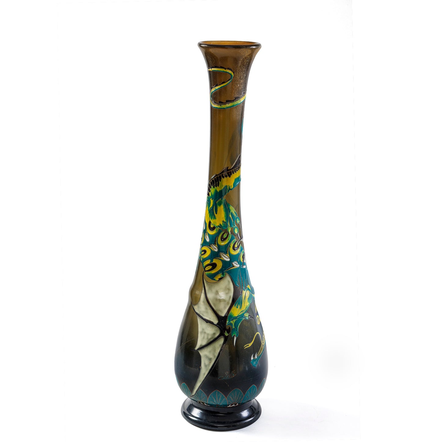 Macklowe Gallery Émile Gallé Enameled Glass "Dragon" Vase