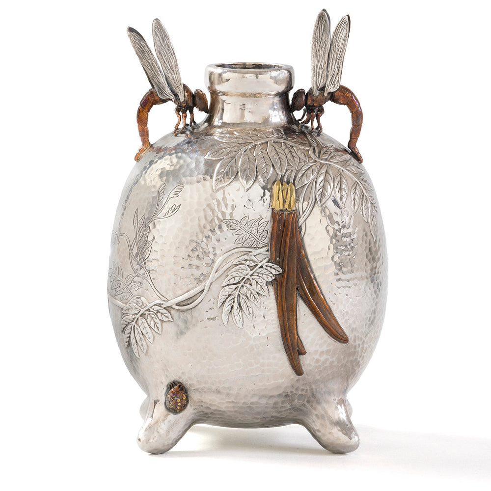 Macklowe Gallery Tiffany & Co. and Edward Chandler Moore "Dragonfly" Silver Vase