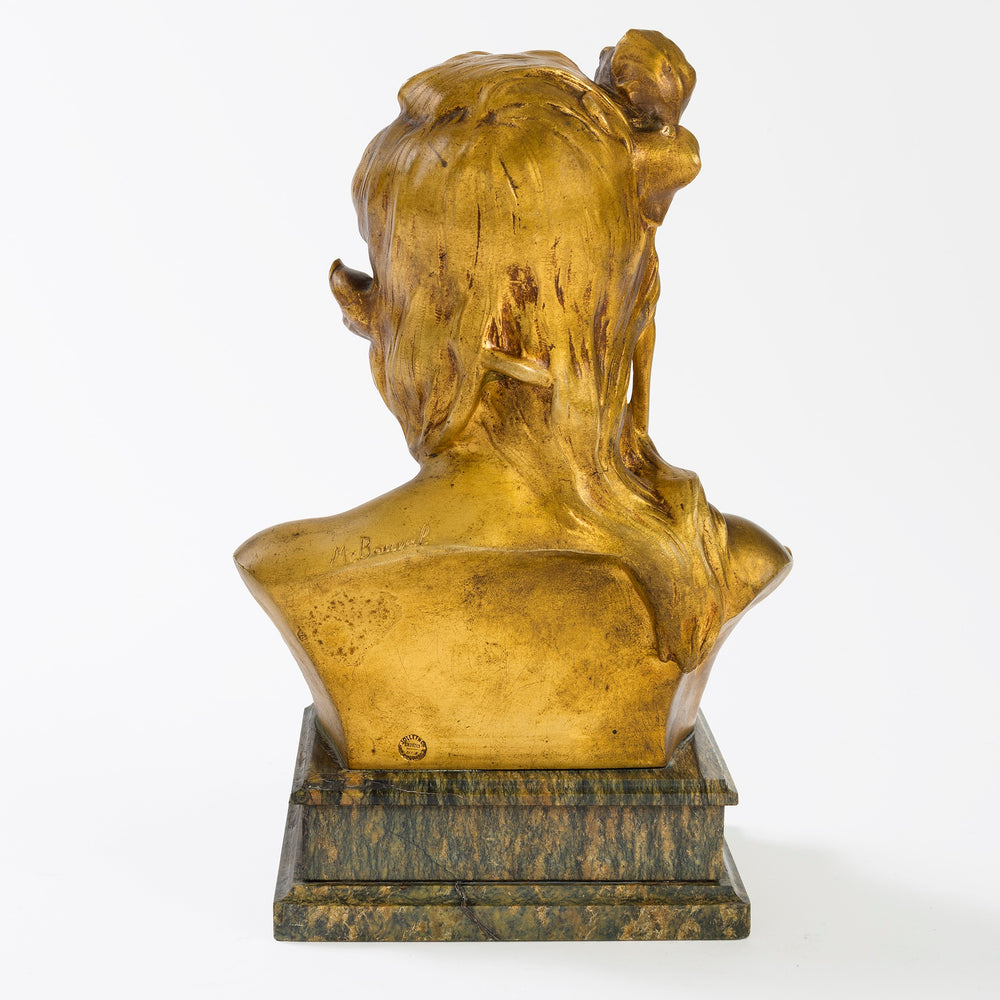 
                      
                        Macklowe Gallery Maurice Bouval "Woman with Iris" Gilt Bronze & Marble Bust
                      
                    