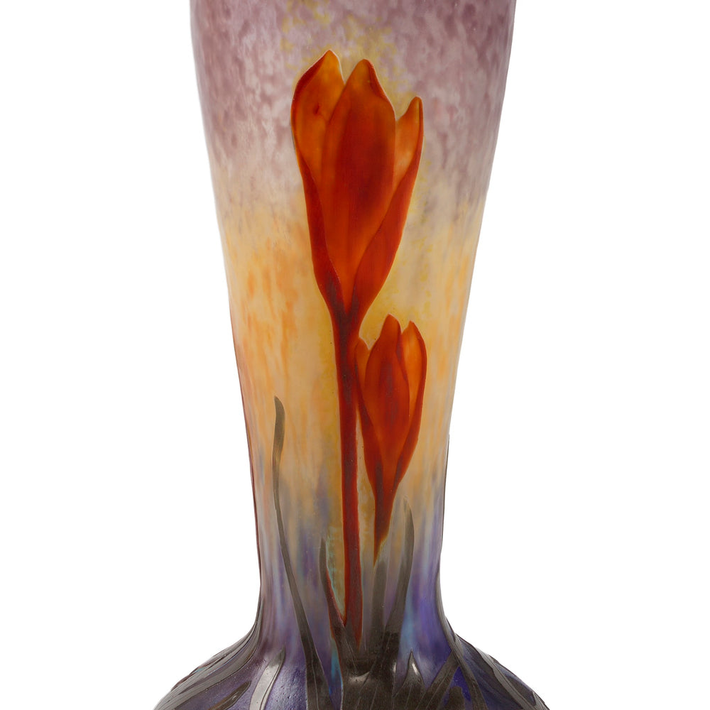 
                      
                        Macklowe Gallery Daum Nancy Cameo and Martelé Glass "Crocus" Vase
                      
                    