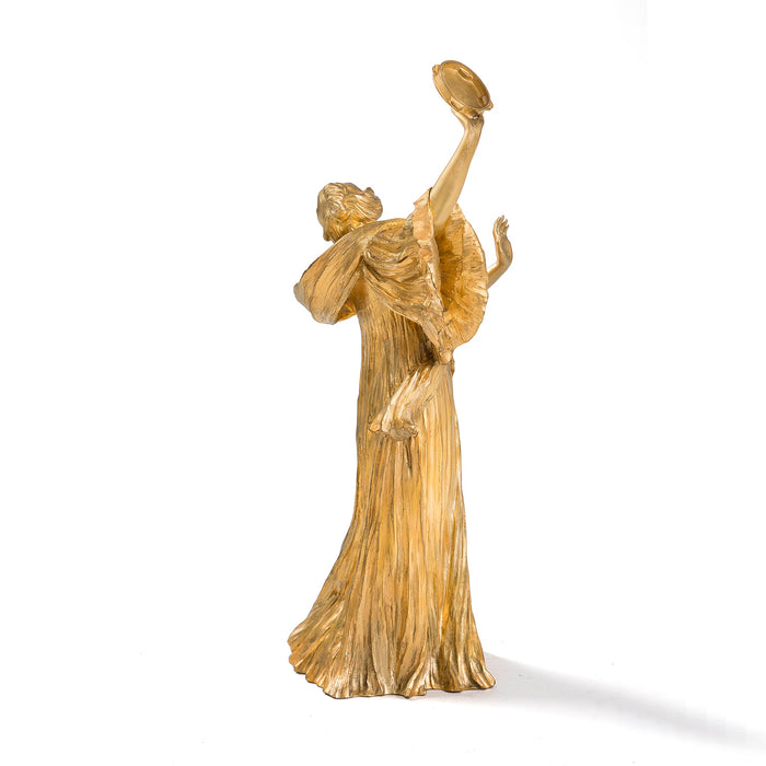 Macklowe Gallery Agathon Léonard "Danseuse Tambourin à Droite" Gilt Bronze Sculpture