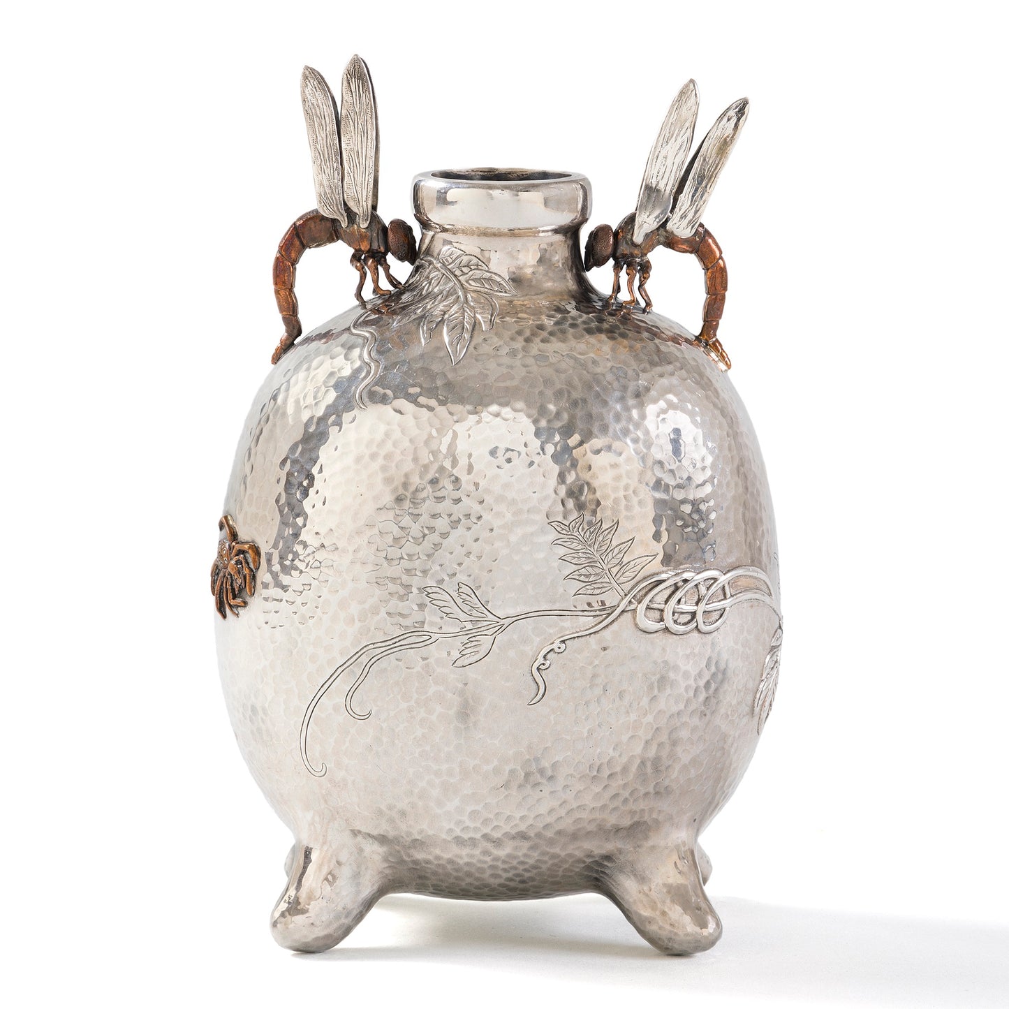 Macklowe Gallery Tiffany & Co. and Edward Chandler Moore "Dragonfly" Silver Vase