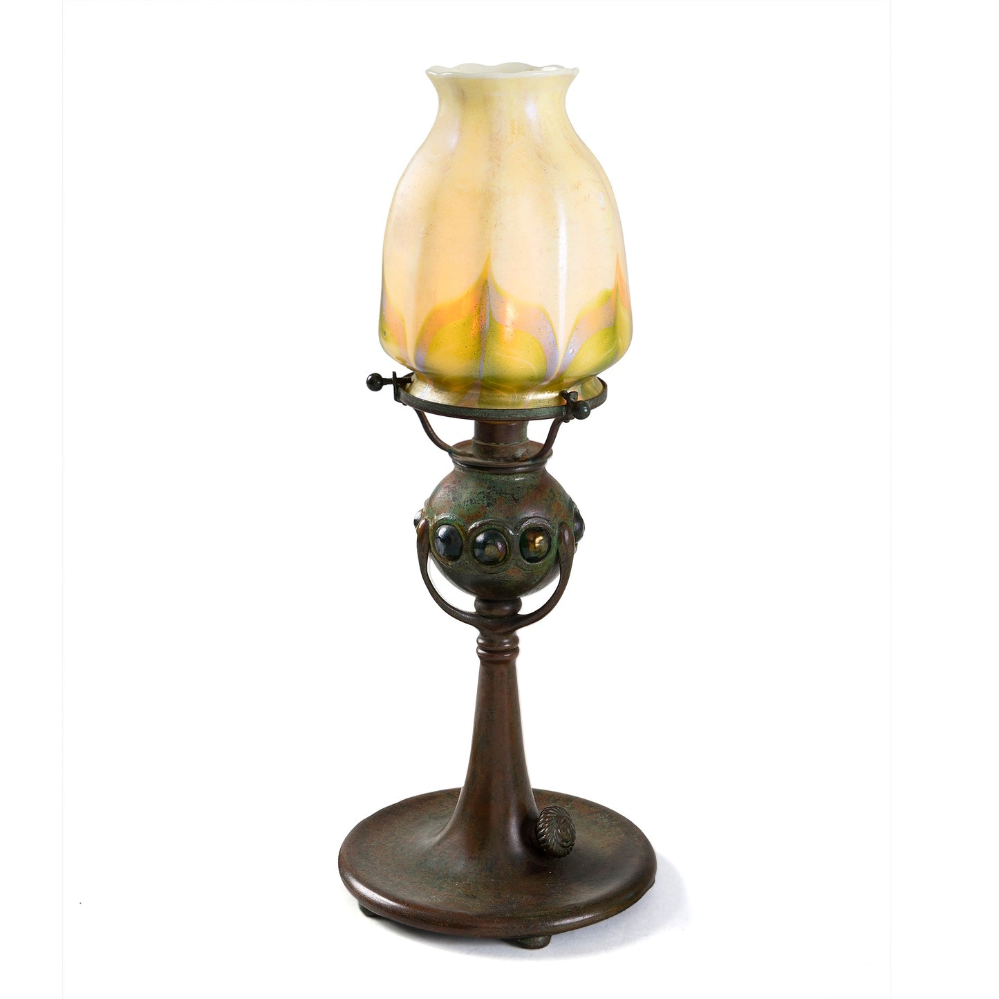 Macklowe Gallery Tiffany Studios New York Jeweled Candlestick with Tulip shade