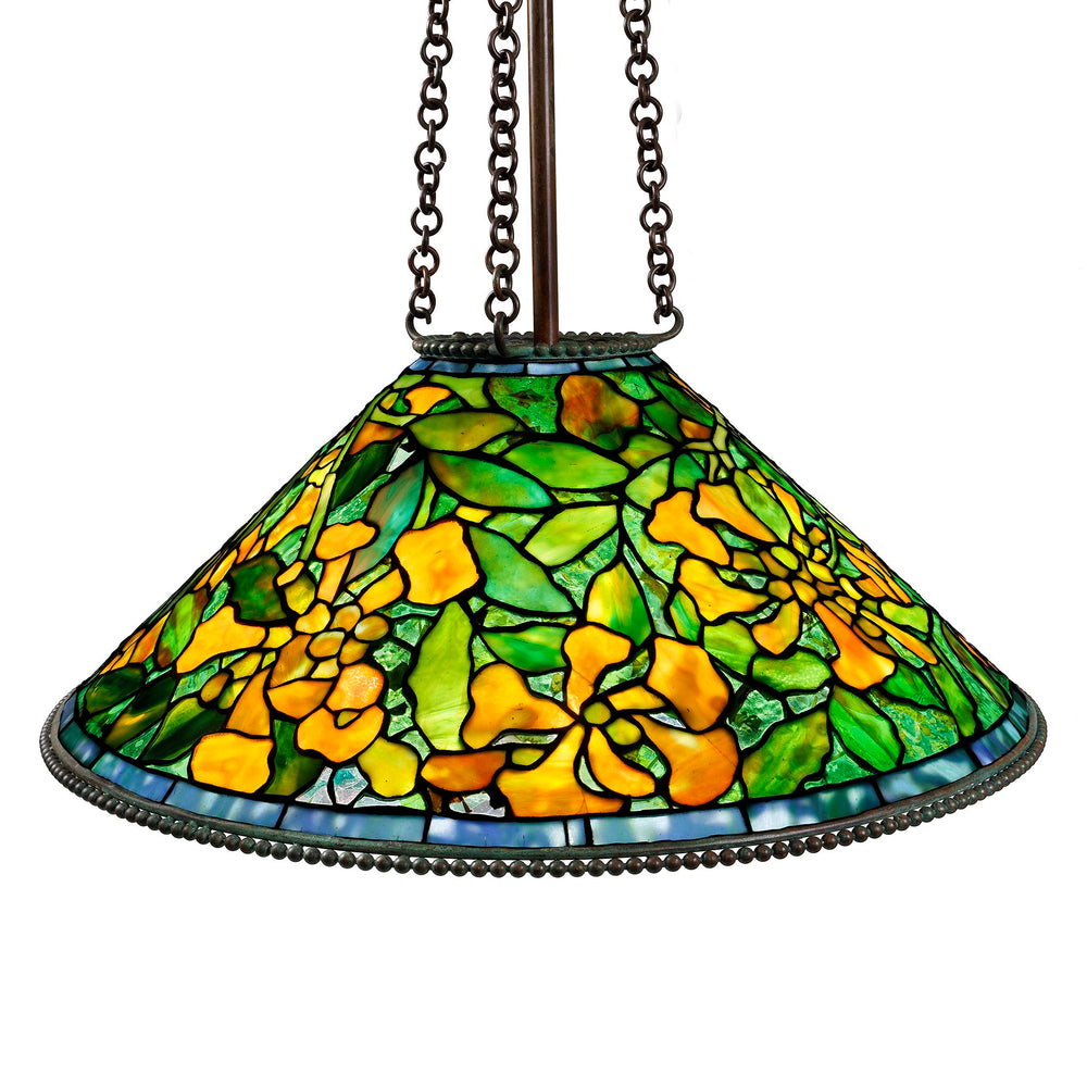 
                      
                        Macklowe Gallery Tiffany Studios New York “Trumpet Creeper” Cone Chandelier
                      
                    