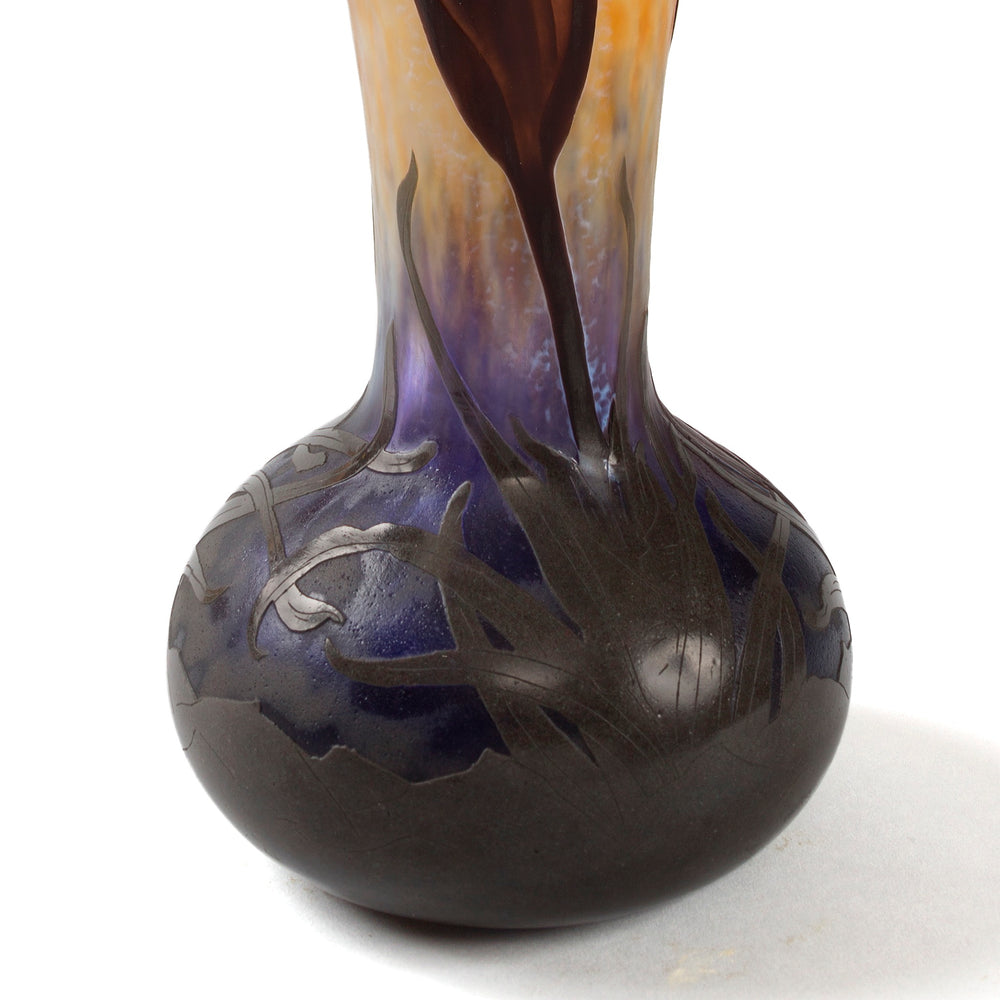 
                      
                        Macklowe Gallery Daum Nancy Cameo and Martelé Glass "Crocus" Vase
                      
                    