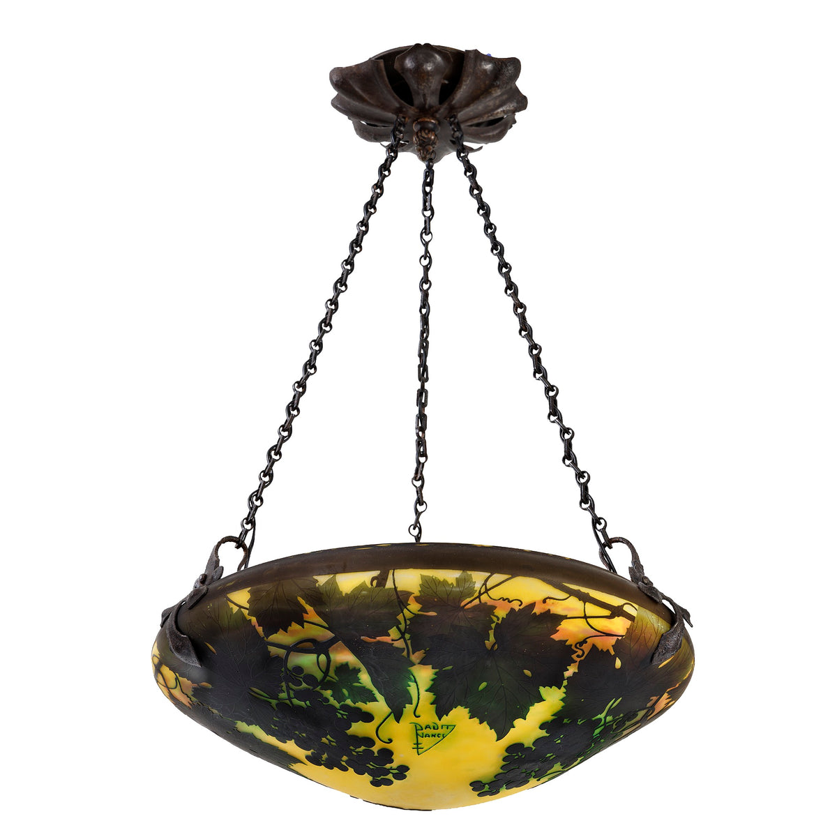 Macklowe Gallery Daum Nancy "Vignes et Raisins" Cameo Glass Plafonnier