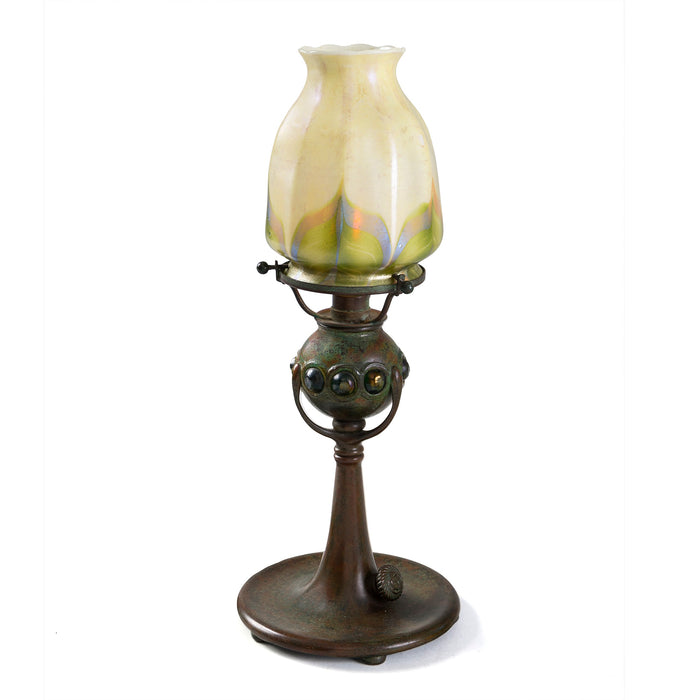 Macklowe Gallery Tiffany Studios New York Jeweled Candlestick with Tulip shade