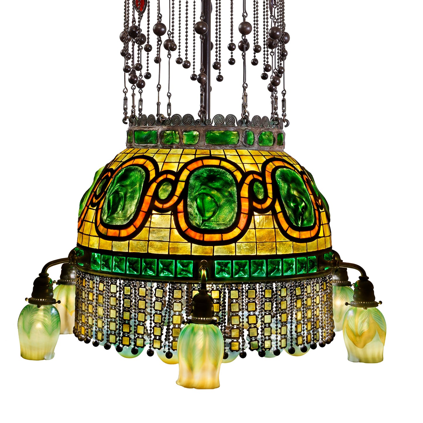 Macklowe Gallery Tiffany Glass and Decorating Company Moorish Turtleback Chandelier
