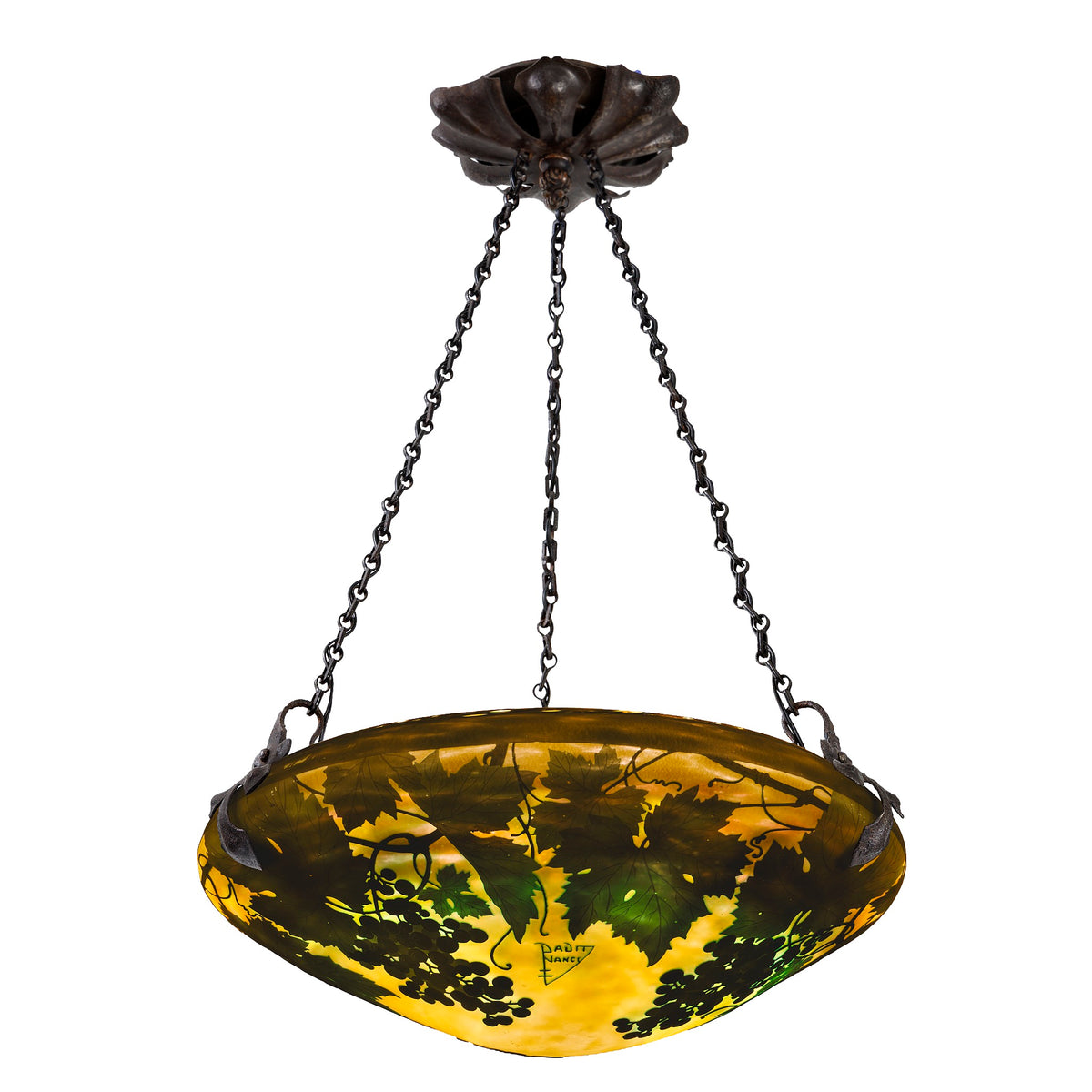 Macklowe Gallery Daum Nancy "Vignes et Raisins" Cameo Glass Plafonnier