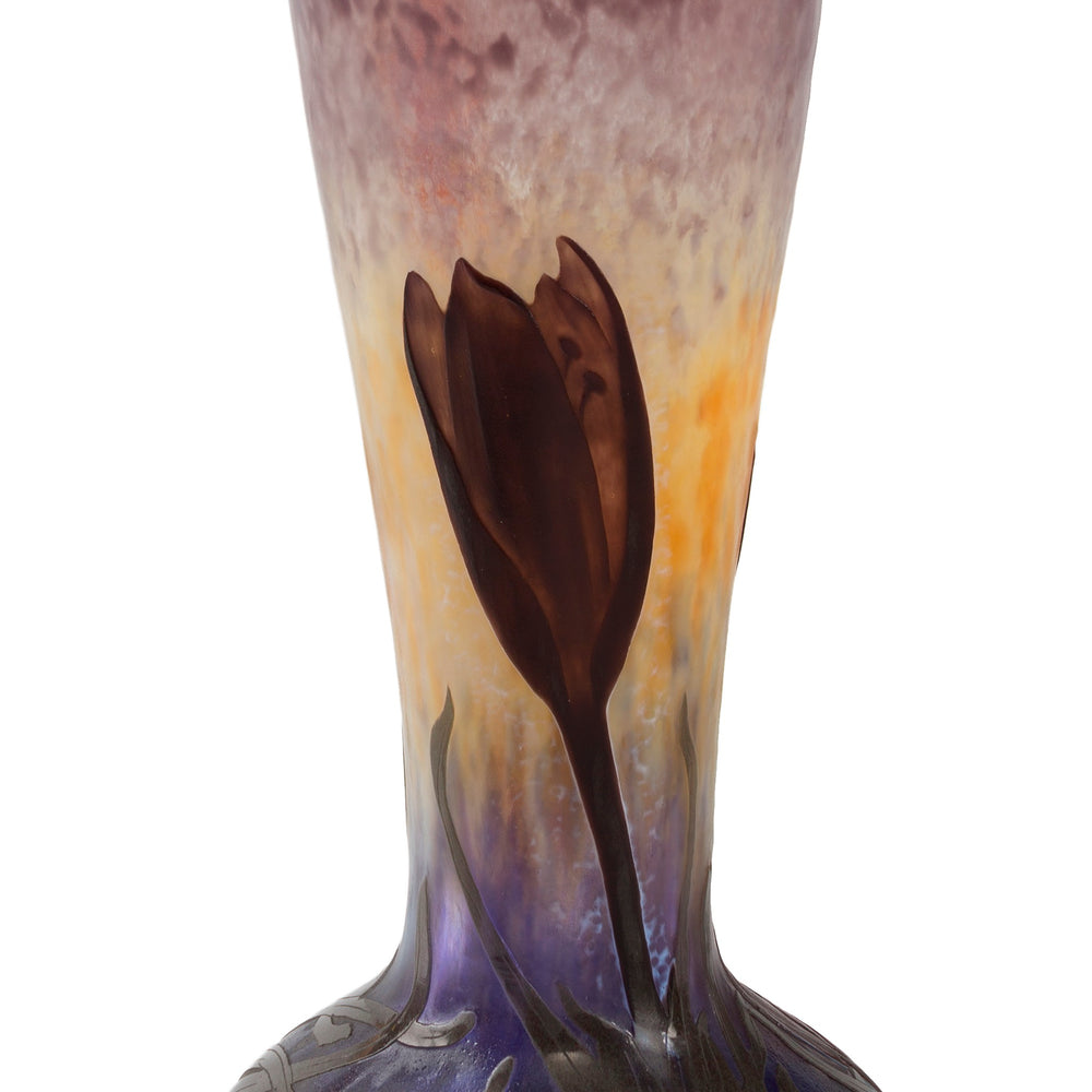 
                      
                        Macklowe Gallery Daum Nancy Cameo and Martelé Glass "Crocus" Vase
                      
                    