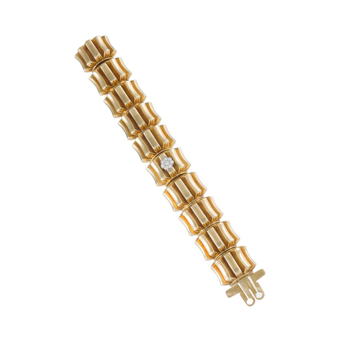 Macklowe Gallery Omega Gold and Diamond Concealed Bracelet Watch