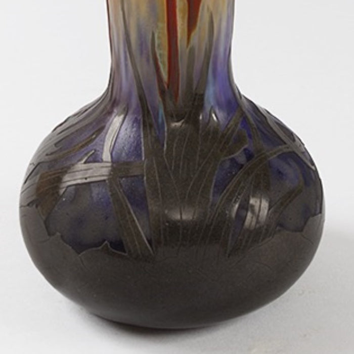 Daum Nancy Cameo and Martelé Glass "Crocus" Vase