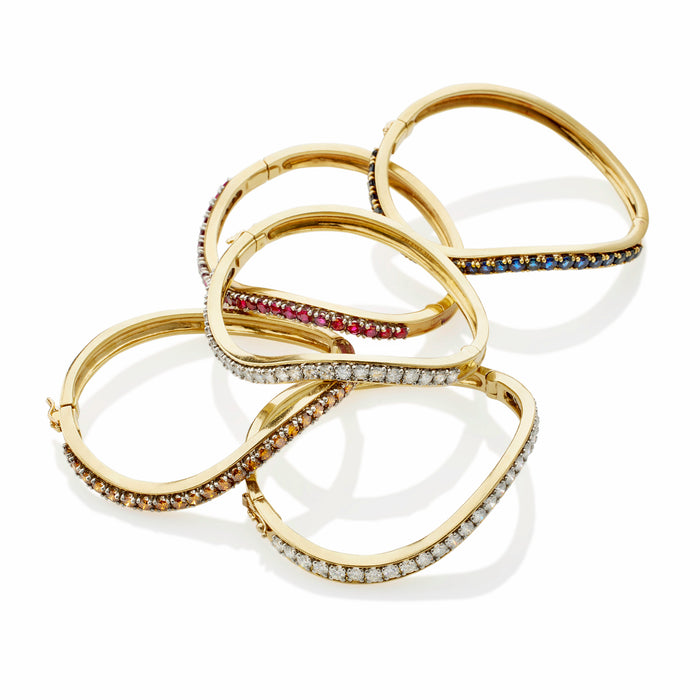 Macklowe Gallery Five Diamond and Gem-set Oscar Heyman Bangle Bracelets