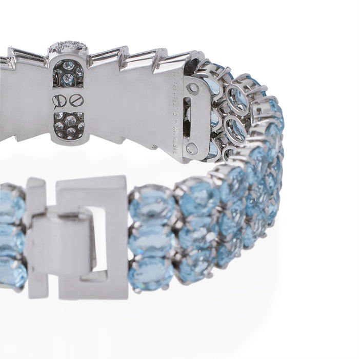 Macklowe Gallery Tiffany & Co French Aquamarine and Diamond Bracelet