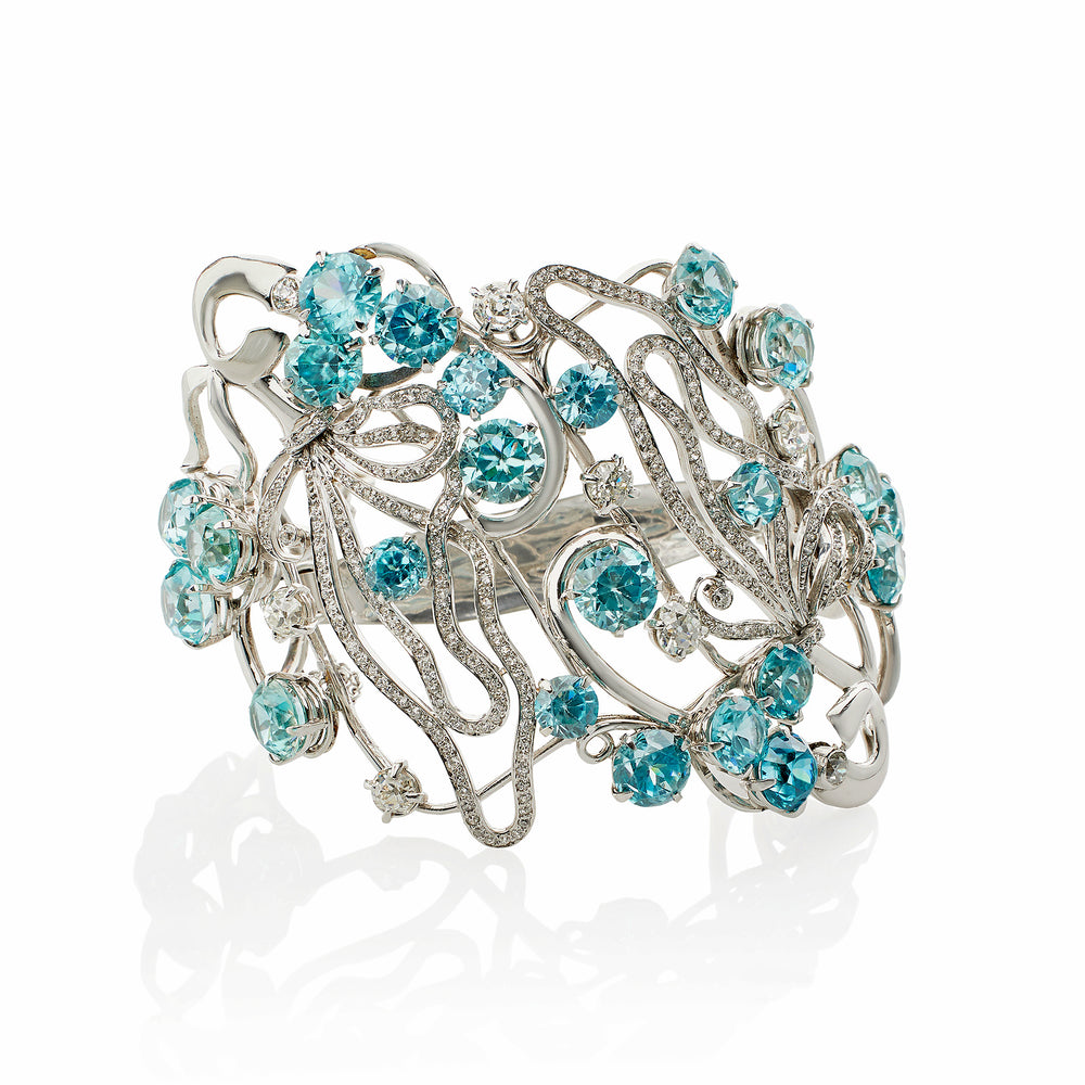 Macklowe Gallery Seaman Schepps Blue Zircon and Diamond Bracelet