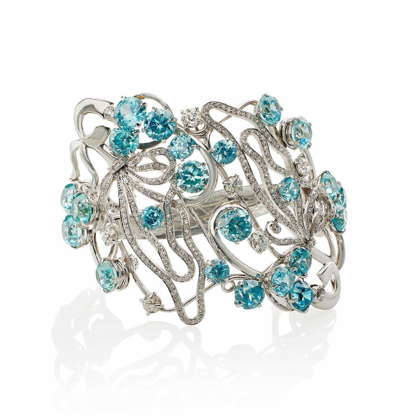 Macklowe Gallery Seaman Schepps Blue Zircon and Diamond Bracelet