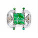 Macklowe Gallery Mauboussin Paris Carved Rock Crystal, Jadeite and Emerald Brooch