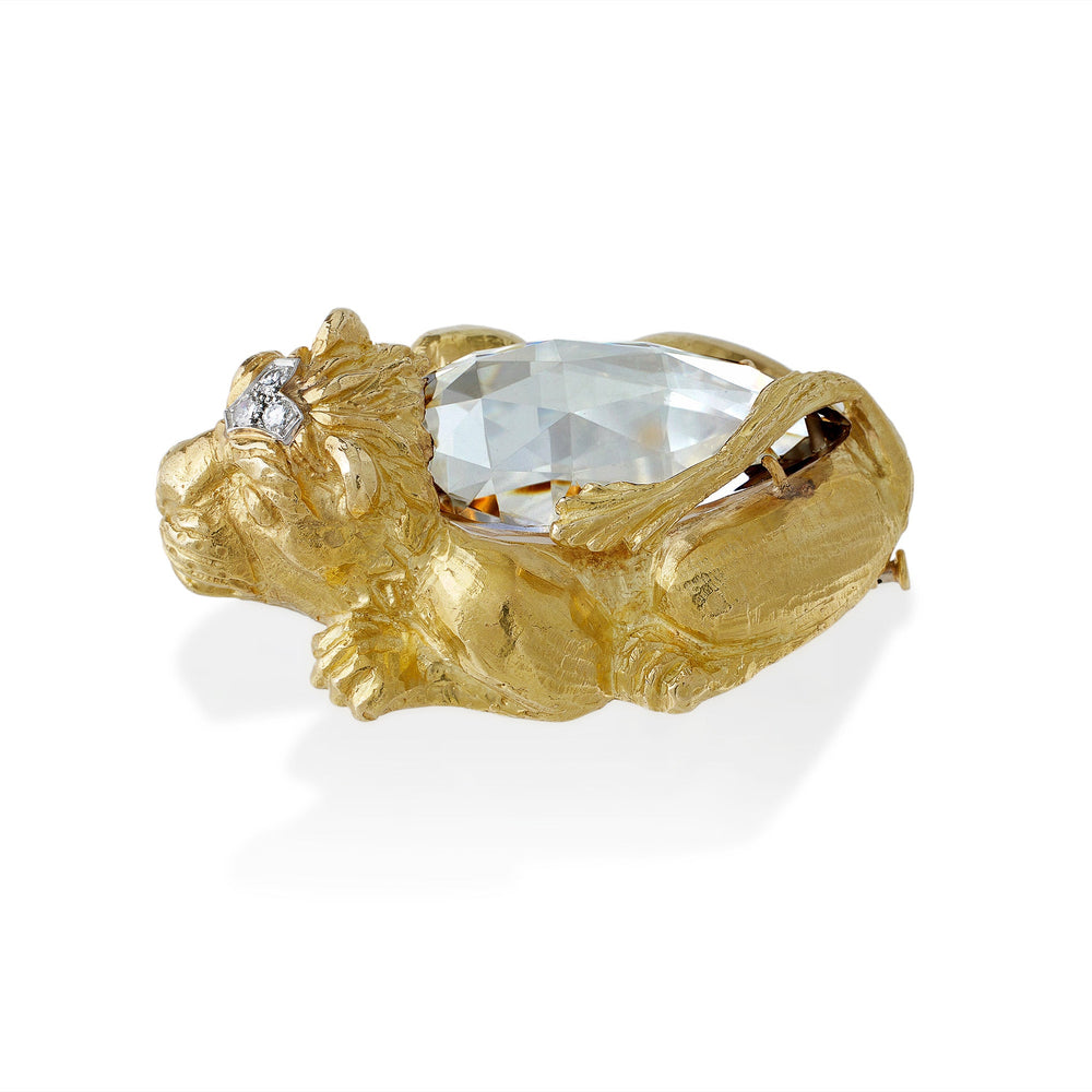 
                      
                        Macklowe Gallery David Webb Rock Crystal Crouching Lion Brooch
                      
                    