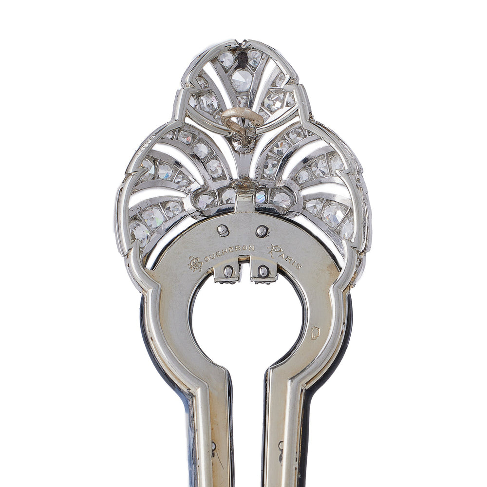 
                      
                        Macklowe Gallery Boucheron Paris Art Deco Diamond and Black Enamel Brooch
                      
                    