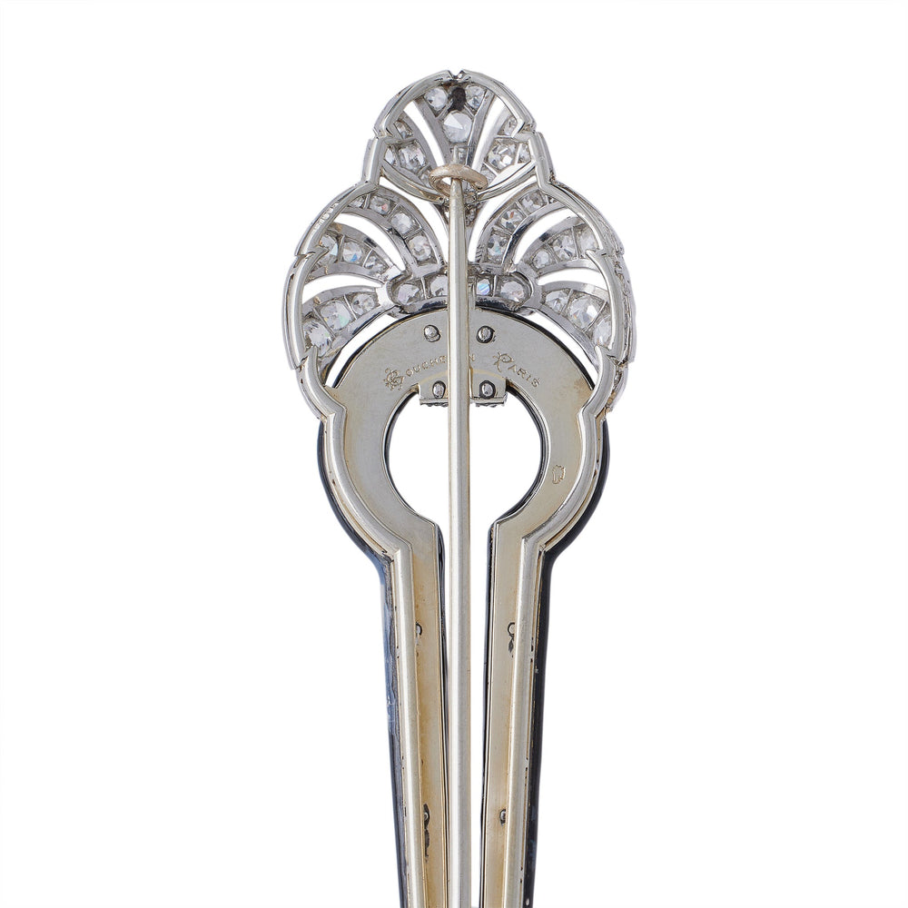 
                      
                        Macklowe Gallery Boucheron Paris Art Deco Diamond and Black Enamel Brooch
                      
                    