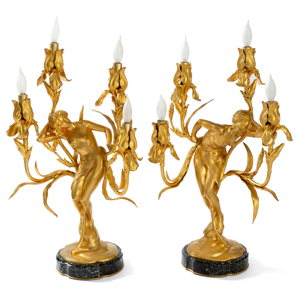 
                      
                        Macklowe Gallery Maurice Bouval Pair of Gilt Bronze "Obsession et Reve" Candelabra
                      
                    