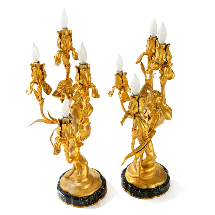 Macklowe Gallery Maurice Bouval Pair of Gilt Bronze "Obsession et Reve" Candelabra